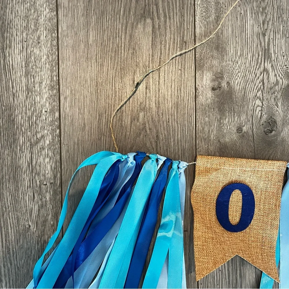 SS Cohen Baby Boy Blue 1st birthday Burlap Highchair Banner